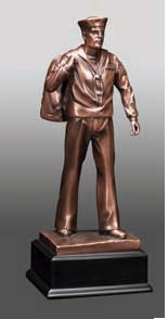 Marine Rifleman Urn - Metal, Customize Size | Brass Finish, Gold Color, American Religious Style