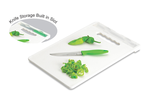 Chopping Board with Knife - Glass Material, Thickness 7.5 cm, Weight 150-450 g | Iron and PVC Components for Durability