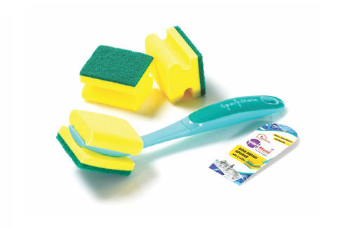 DISH BRUSH SPONGE WITH 2 REFILLS - PVC Material, 1-3mm Thickness | Strong and Durable Design for Effective Cleaning