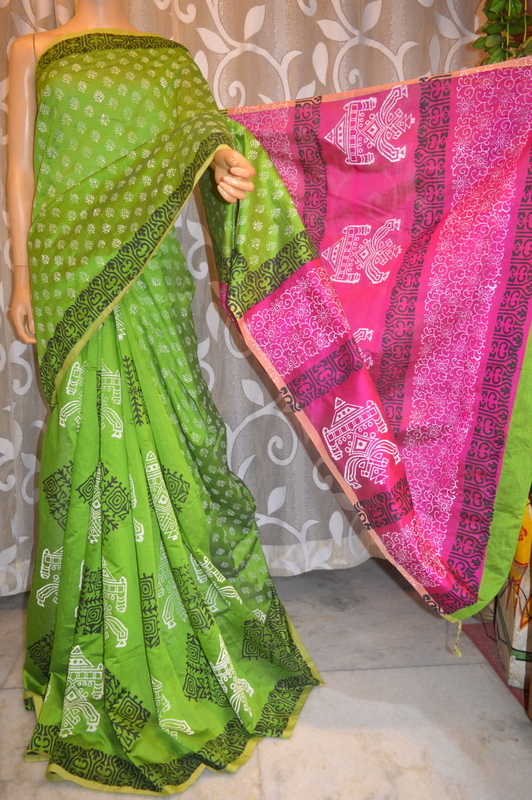 25 Types Of Color Block Printed Cotton Saree