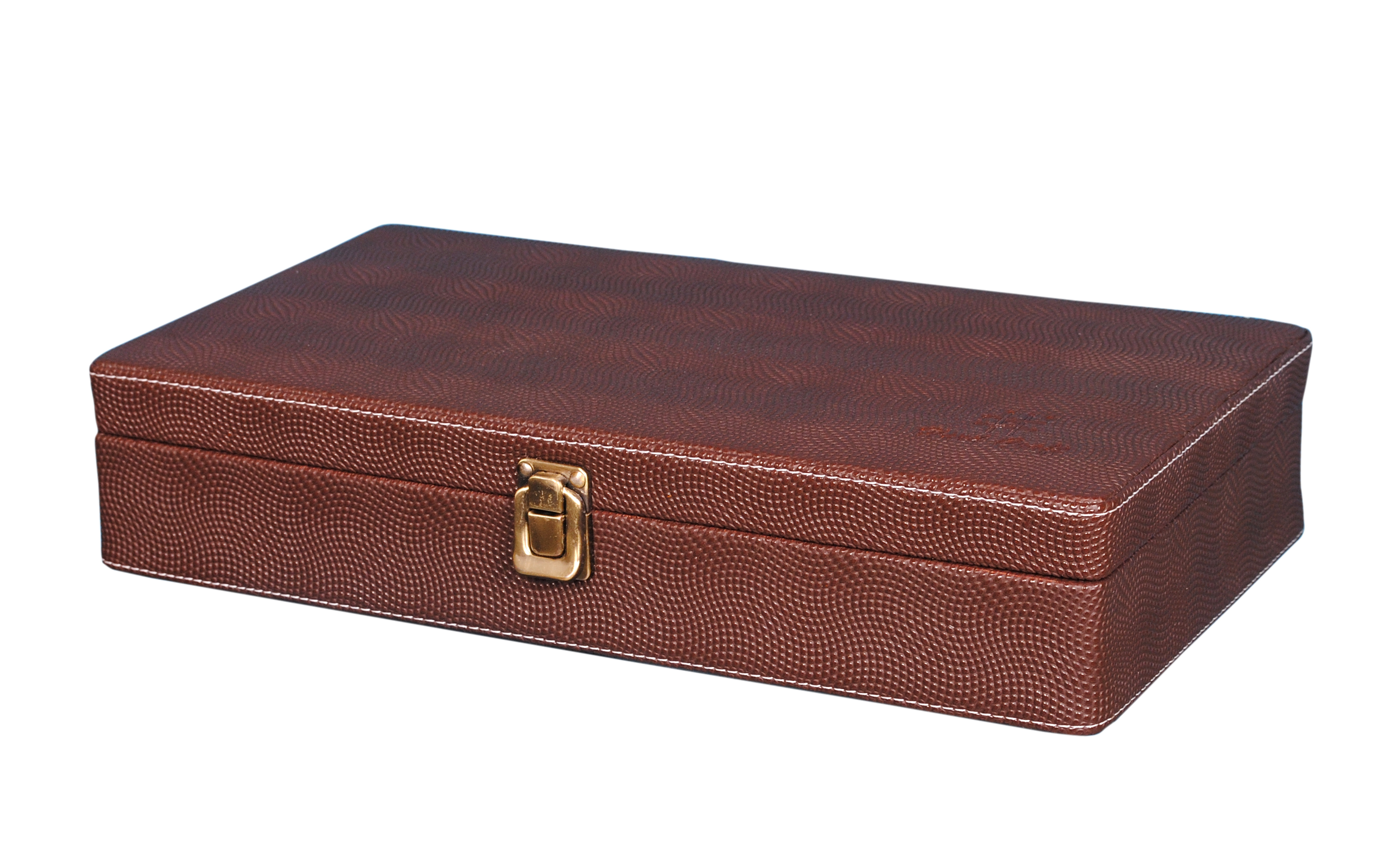 Hard Craft Watch Box Case Pu Leather Brownish Dotted Design For 12 Watch Slots Size: Width 15 Inch