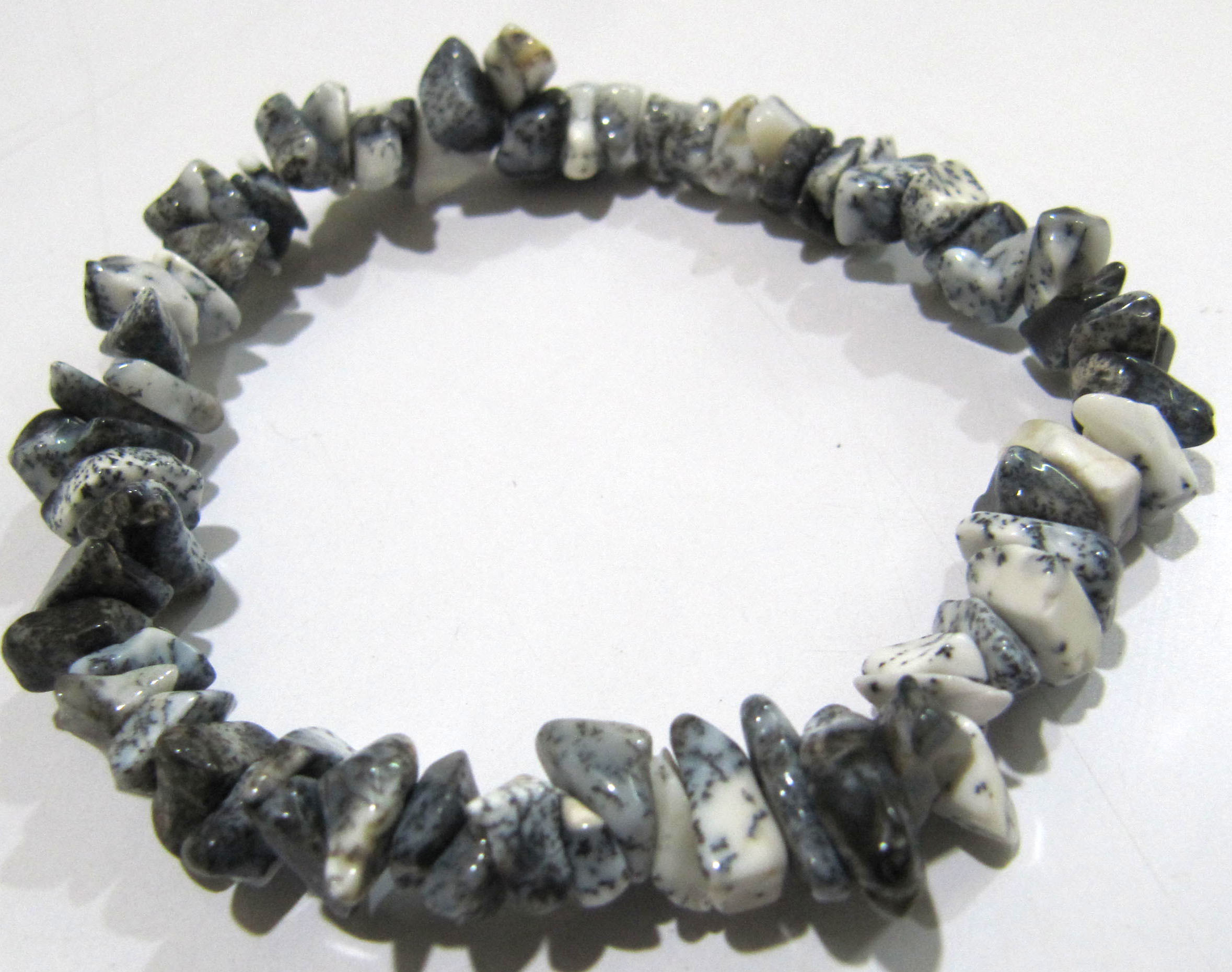 Natural Dendrite Opal Chip Bracelet Gravel Uncut Nugget 6mm To 9mm