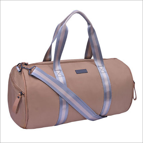 Light Brown Solid Pattern Gym Duffle Bag
