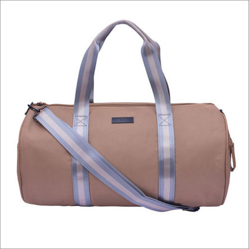 Light Brown Solid Pattern Gym Duffle Bag