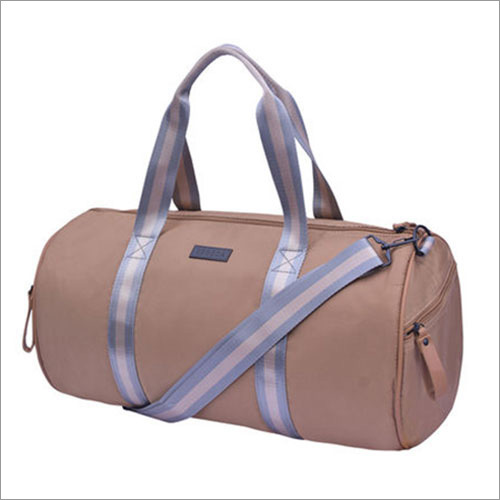 Light Brown Solid Pattern Gym Duffle Bag
