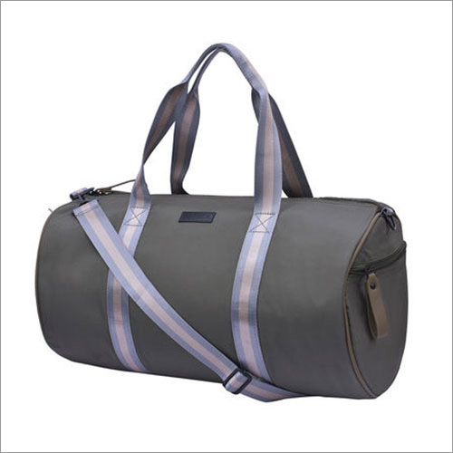 Grey Solid Pattern Green Gym Bag