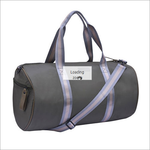 Grey Solid Pattern Green Gym Bag