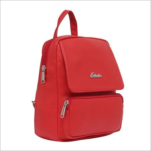 Red Ladies Leather Backpack
