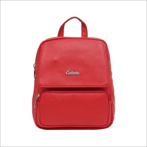 Red Ladies Leather Backpack