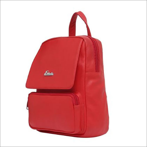 Red Ladies Leather Backpack