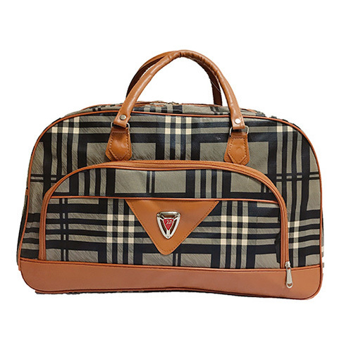 Travel Bag - PU Material, 33x52x19cm, Brown Color | Customized Design, 2 Zips, Lightweight 0.56kg