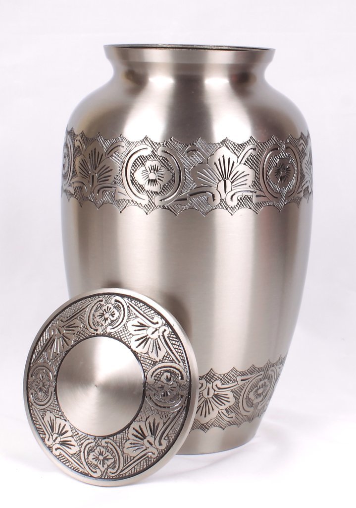 Silver Engraved Pewter Cremation Urn New