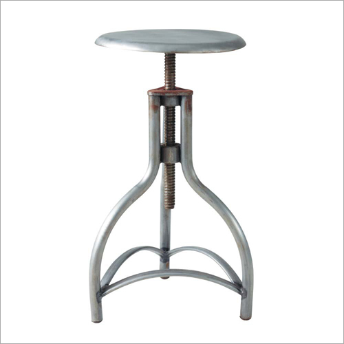 Revolving Bar Stool - Metal, 18" x 18" x 30" , Silver Color with Powder Coated Finish - Industrial Style with Round Base for Maximum Comfort
