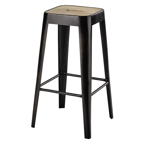 Iron Bar Stool - Metal & Mango Wood, 23.5" W x 23.5" D x 30" H, Matte Black, Industrial Style, 26" Seat Height, Powder Coated Finish, 18 lbs Weight, Highly Durable & Effective Design