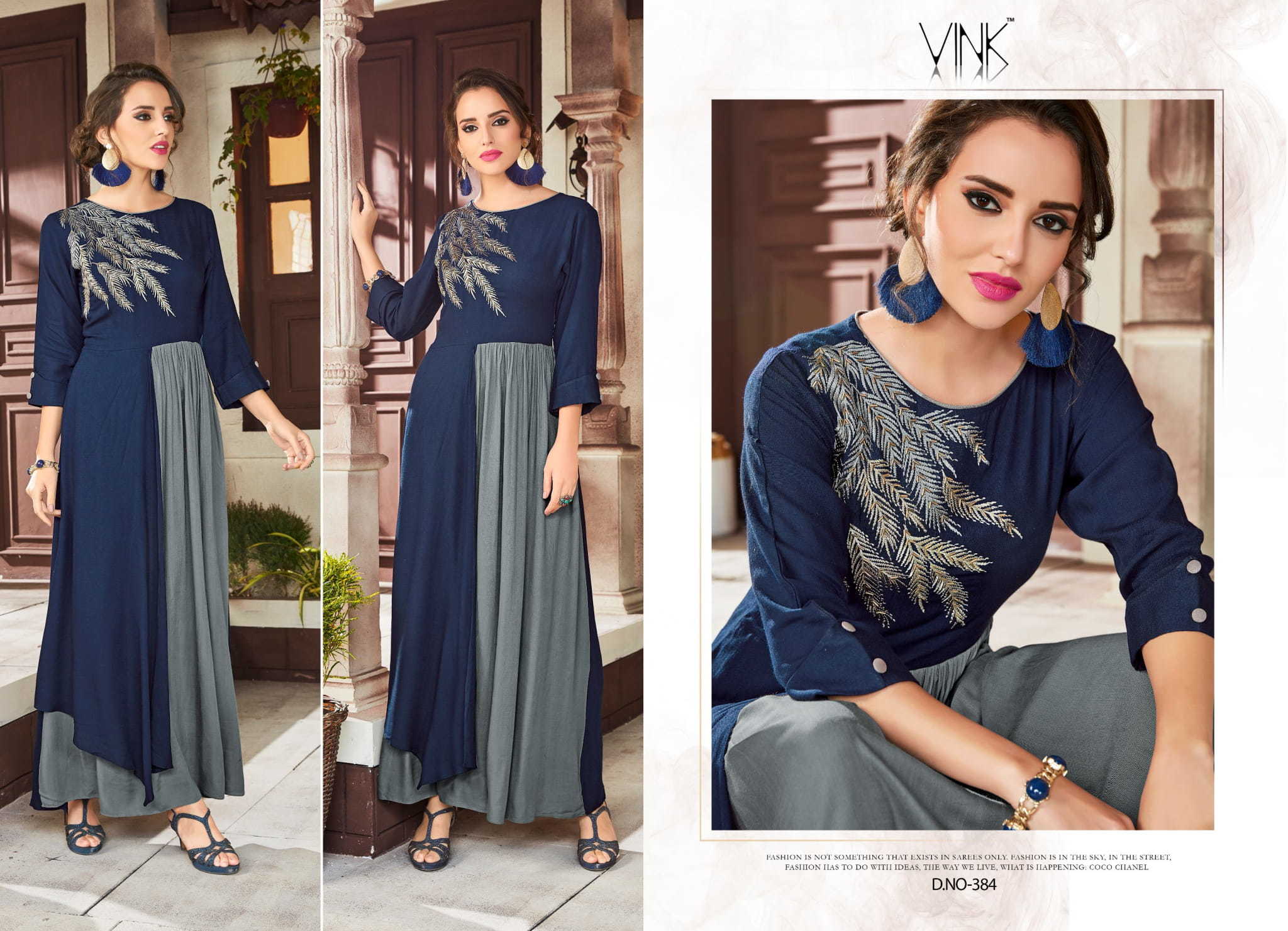 Mix Long Handwork Kurtis
