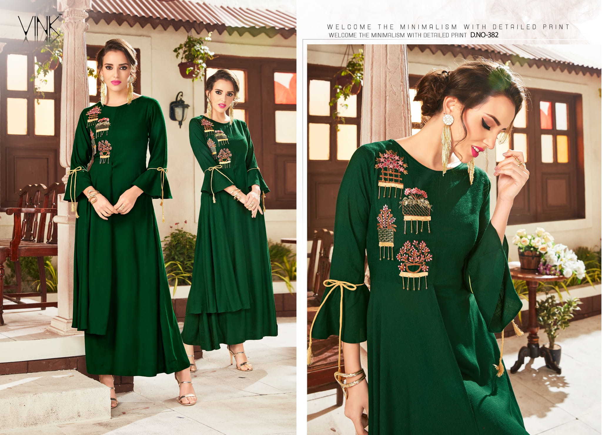 Mix Long Handwork Kurtis