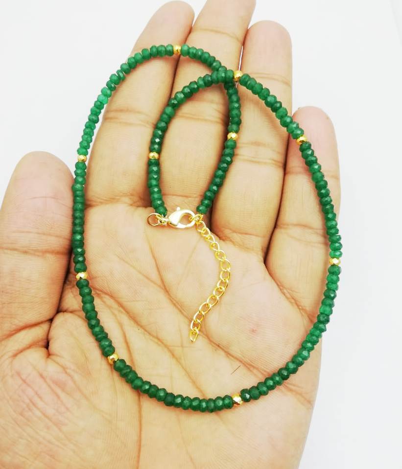 Green Onyx And Gold Pyrite 3-4mm Faceted Rondelle Bead Necklace Size: Can Do All Size