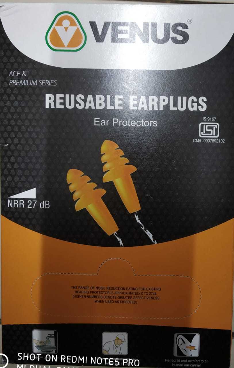 Venus Reusable Ear Plugs - Plastic Material, Free Size, Orange And Yellow Colors | Ergonomic Fit, Durable Design, Versatile Noise Protection