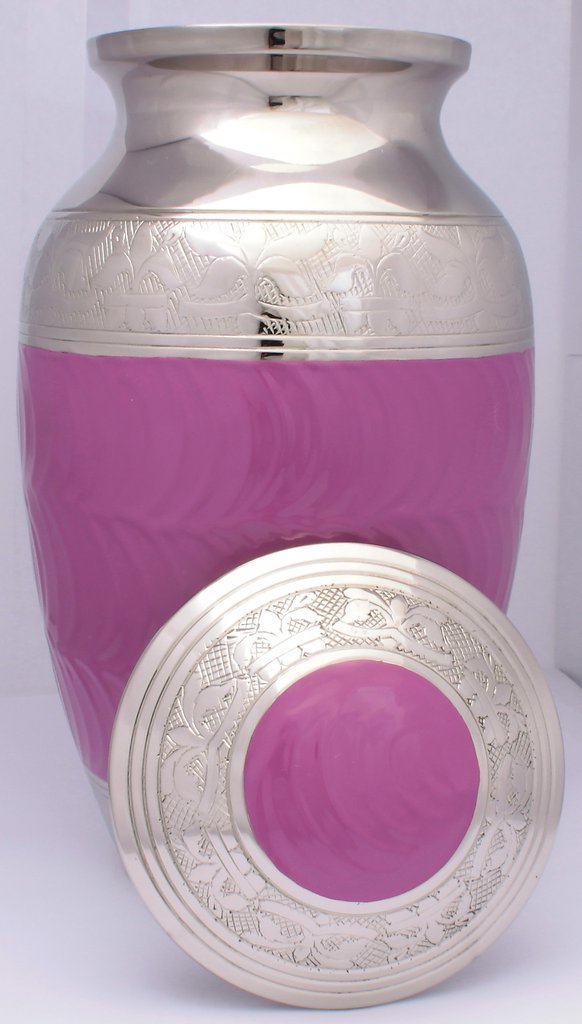 Metal Blue & Silver Flower Cremation Urn