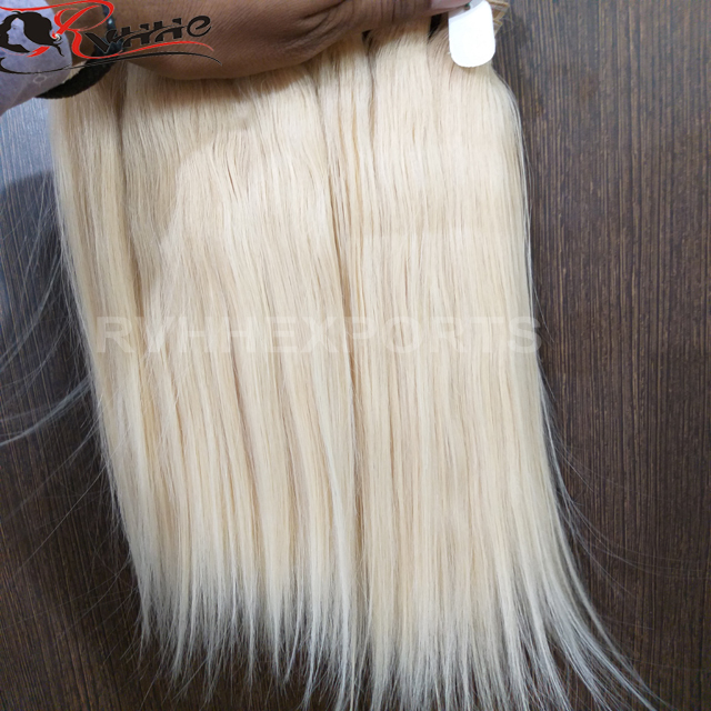 Blonde Human Hair - 100% Remy Virgin Human Hair, Natural Straight, 10-30 Inch Lengths | Temple Hair, No Shedding, Easily Restyled, Water Sterilized