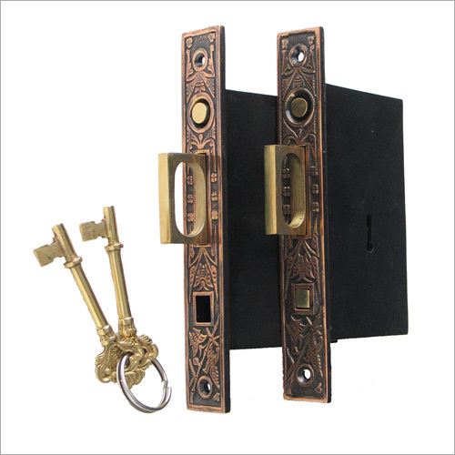 Polished Iron Antique Mortise Lock Set