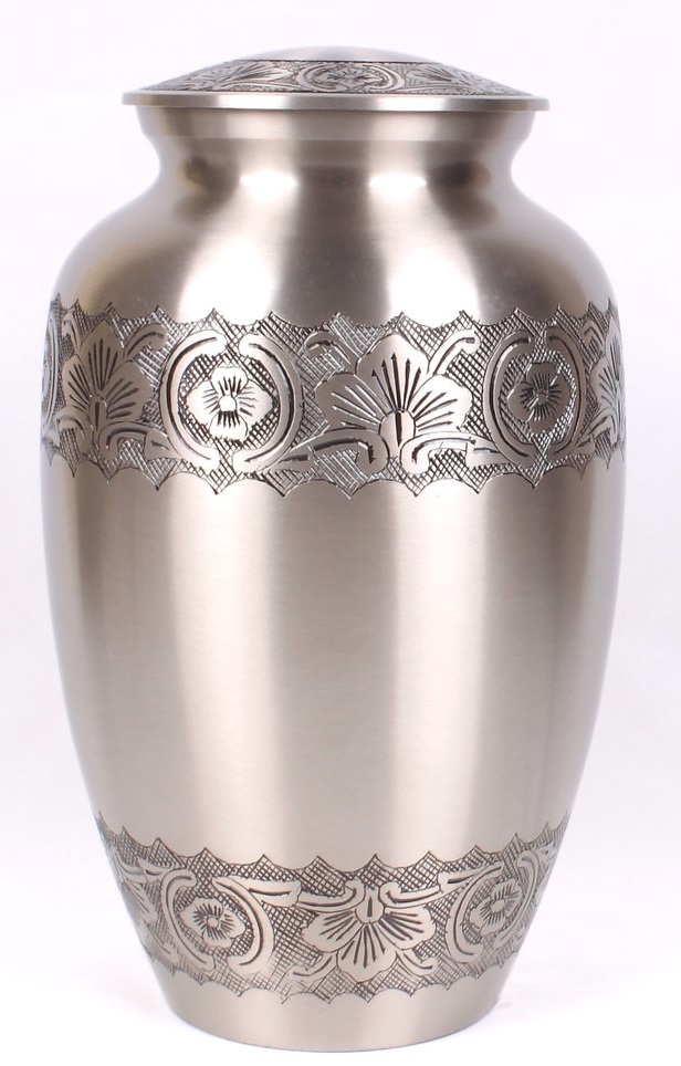 Silver Magenta Embossed Cremation Urn