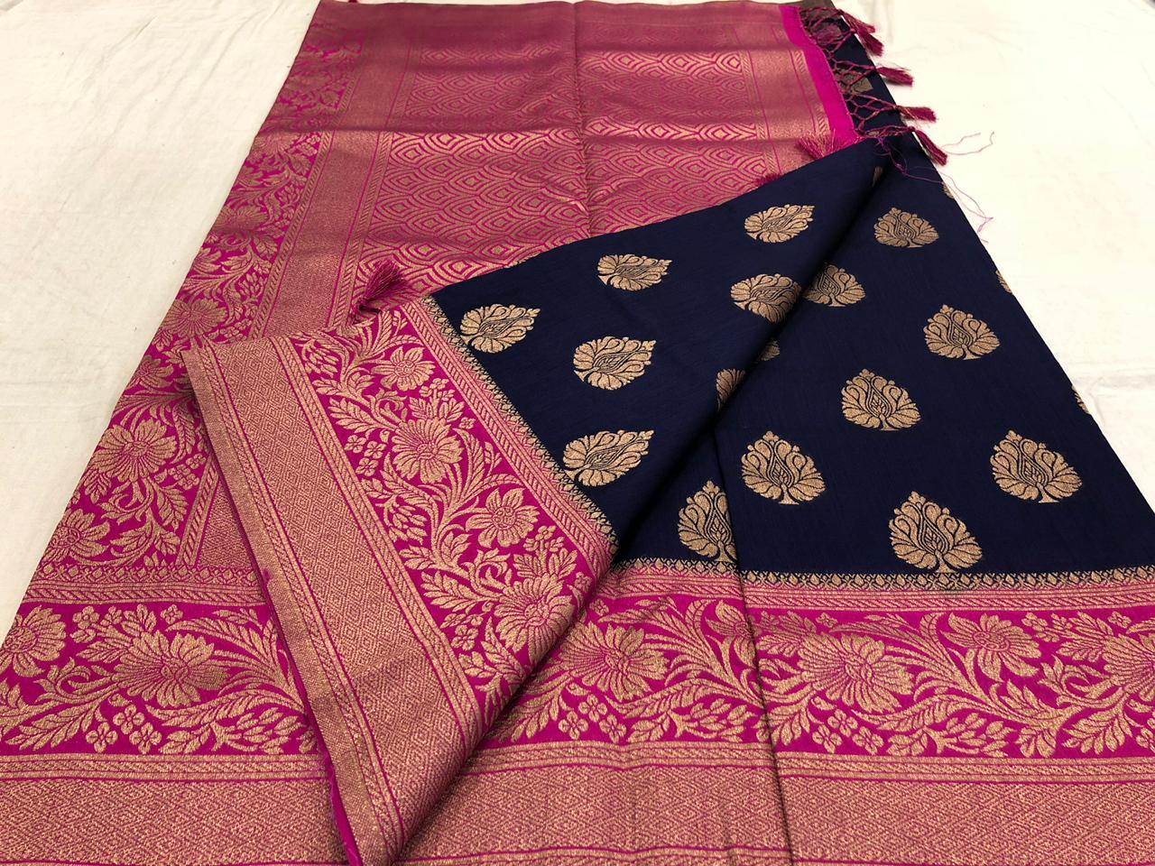 Organza Sarees - Art Silk, Printed Pattern | Blue Elegance And Lightweight Luxury
