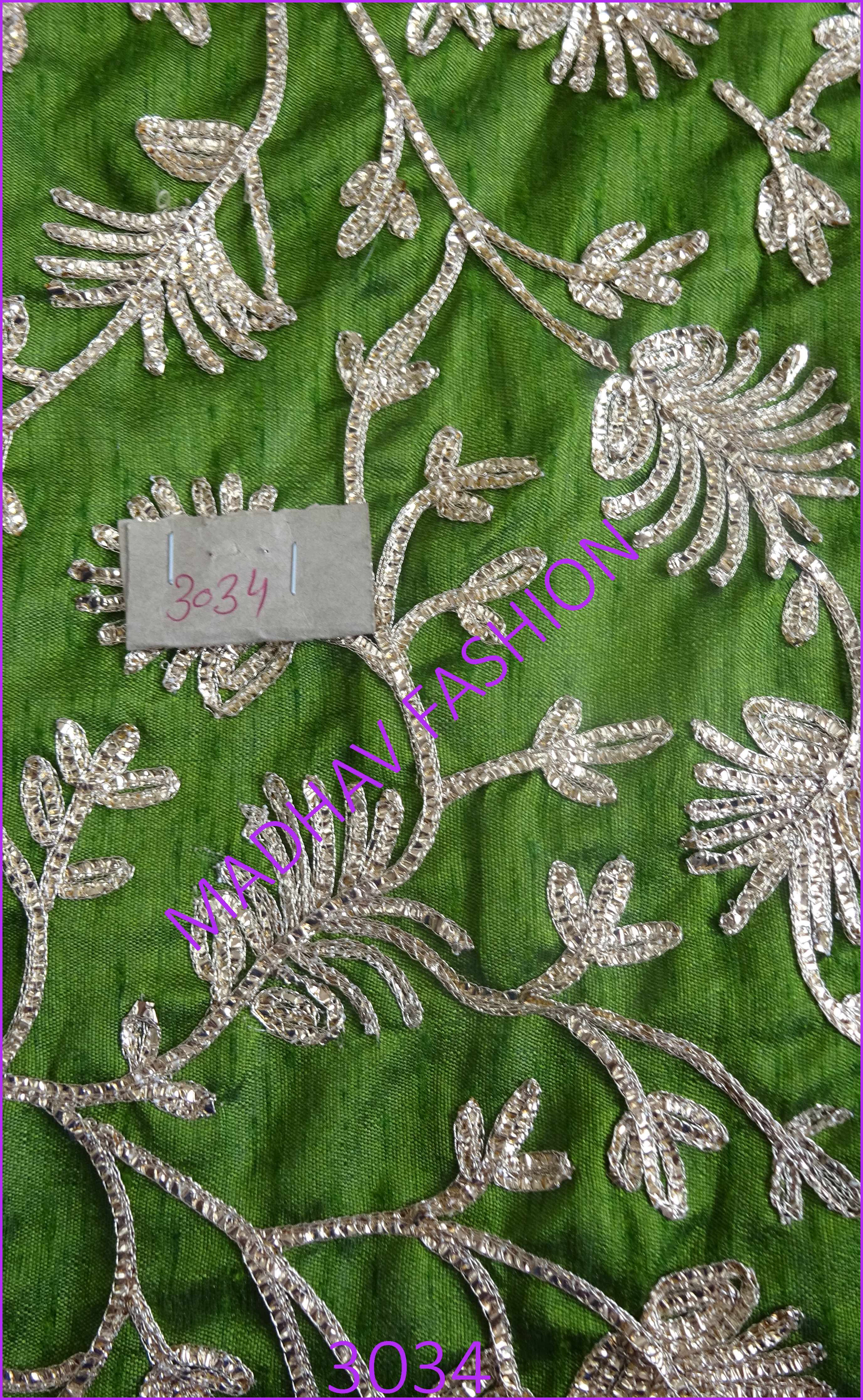 Sequence Embroidery Work - Cotton Material, 1117.6mm Width | Versatile Location Use For Sarees, Lehengas, Blouses & More, High-quality Sequence And Timely Delivery