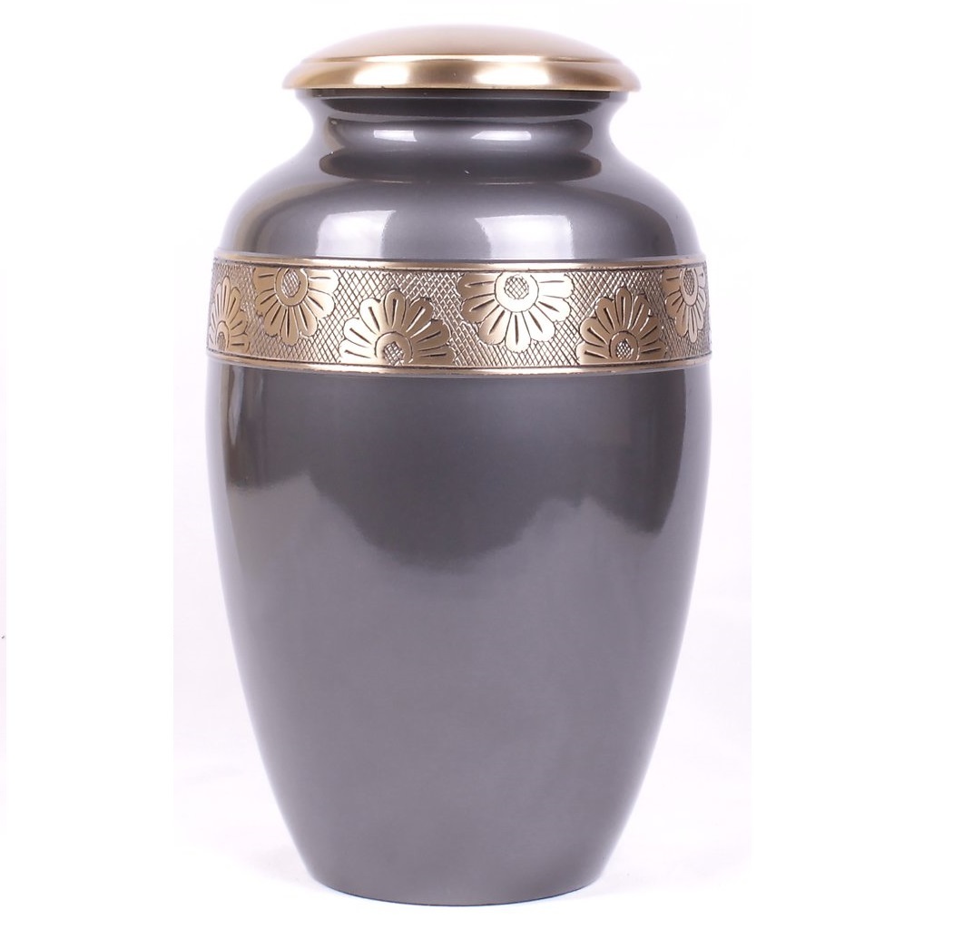 Silver White Embossed Cremation Urn
