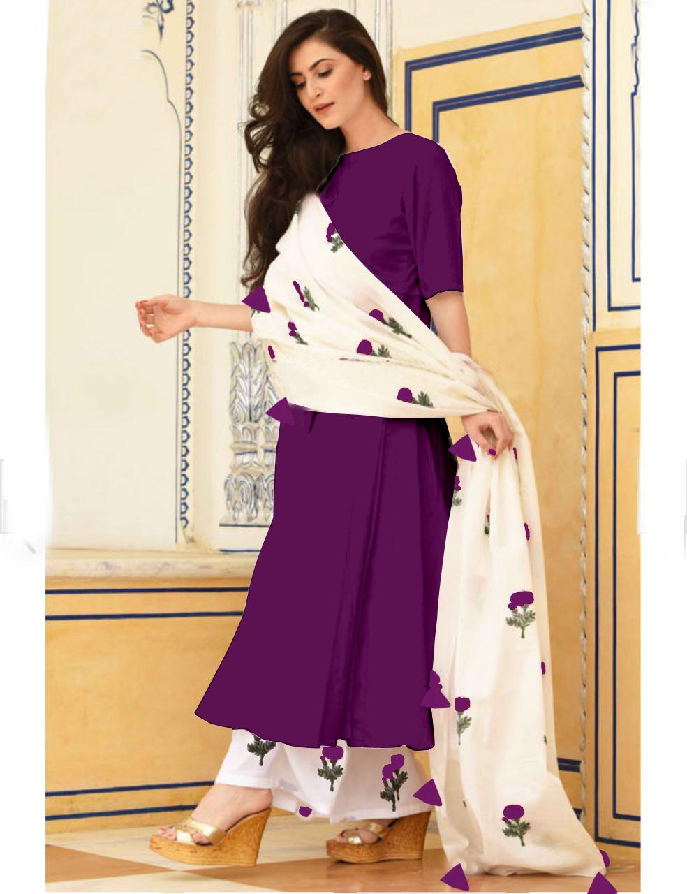 Stylish Ladies Fancy Kurti Set - Reyon Cotton 12kg Fabric, Plazo With Digital Printed Lace And Tasseled Dupatta | Non-toxic, Washable, Multicolor, Sizes L/xl/xxl, Perfect For All Seasons