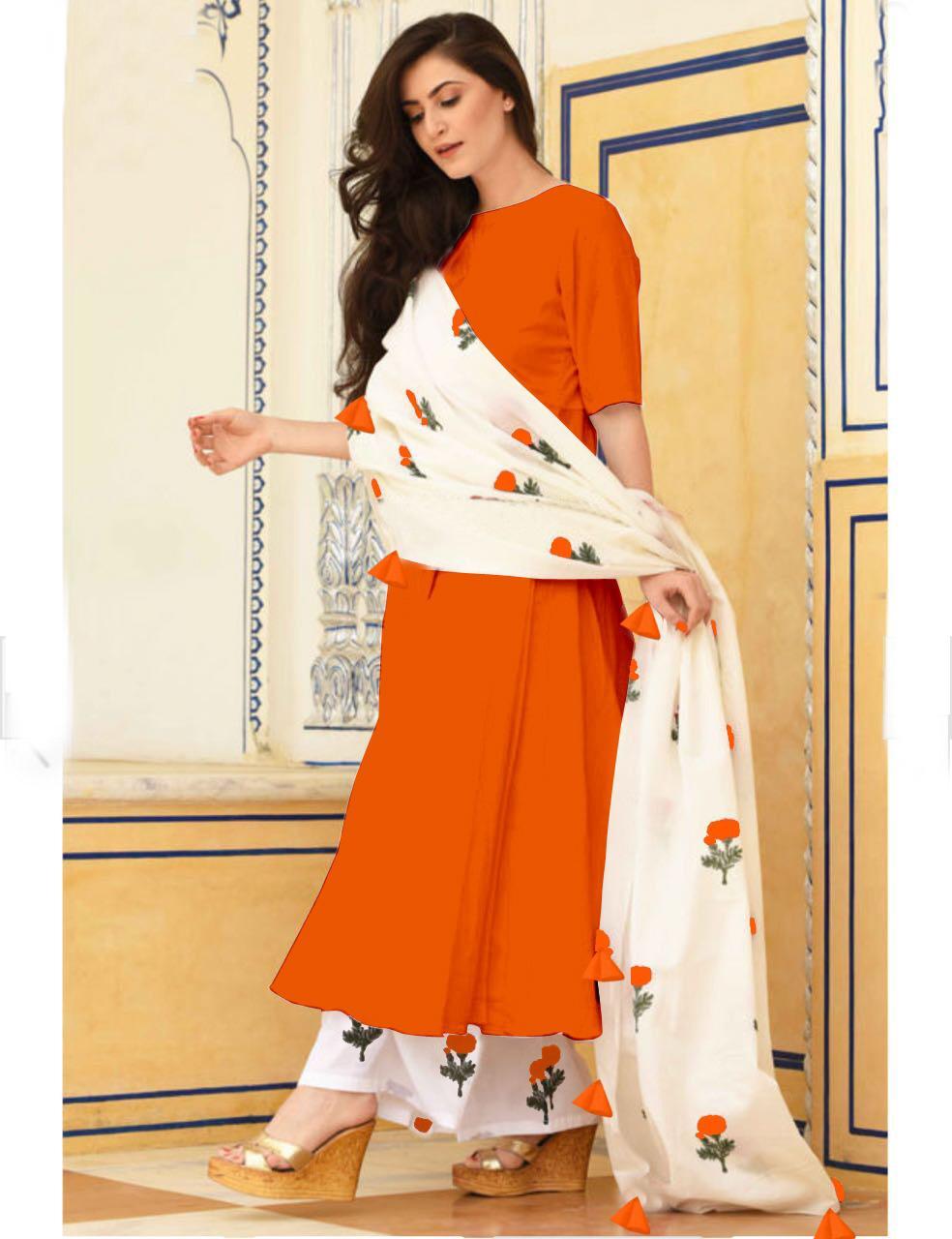Stylish Ladies Fancy Kurti Set - Reyon Cotton 12kg Fabric, Plazo With Digital Printed Lace And Tasseled Dupatta | Non-toxic, Washable, Multicolor, Sizes L/xl/xxl, Perfect For All Seasons