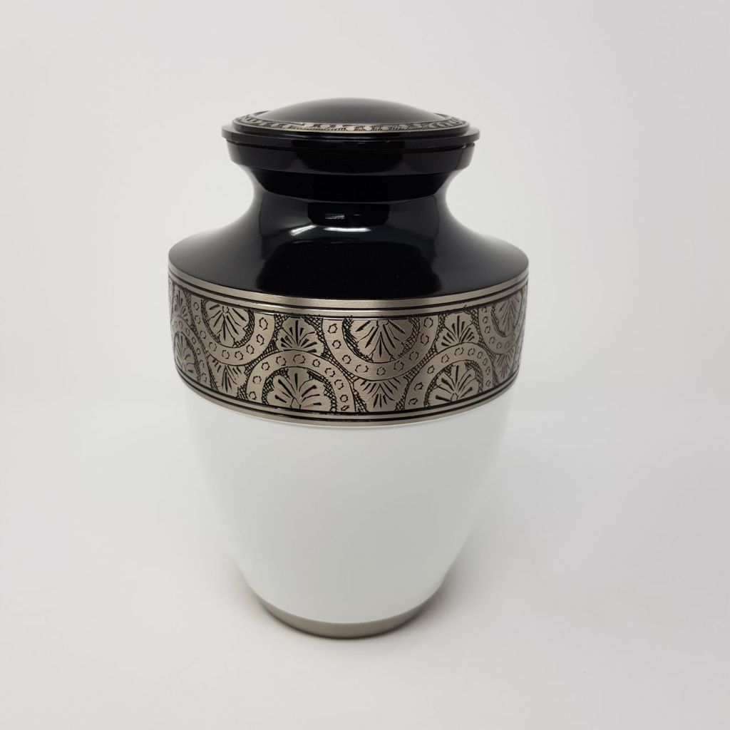Silver Metallic Black Cremation Urn