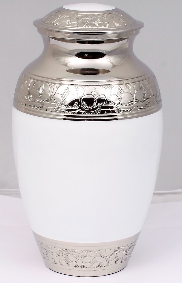 Silver Pink Embossed Cremation Urn