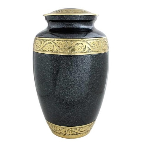 Grey Pewter Cremation Urn - Solid Brass, 10 Inches Height, Elegant Grey Finish | Handcrafted Memorial Ashes Holder With Threaded Lid For Adult Ashes