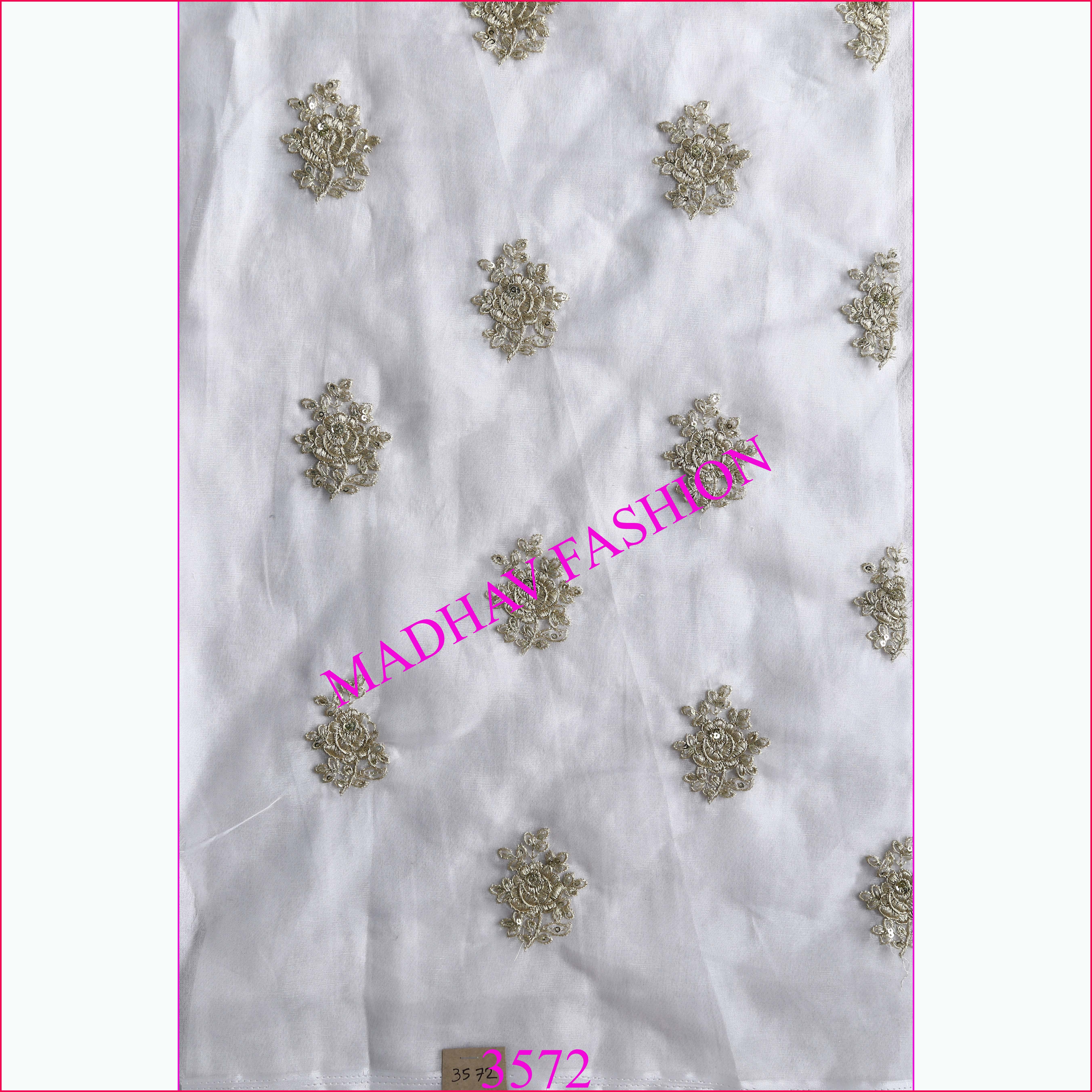 Zari With Sequin Embroidery Work - Georgette, 44 Meter Width, White Color | Features: Lightweight, Embroidered Pattern, Suitable For Saree, Blouse, Dupatta, Lehenga Choli