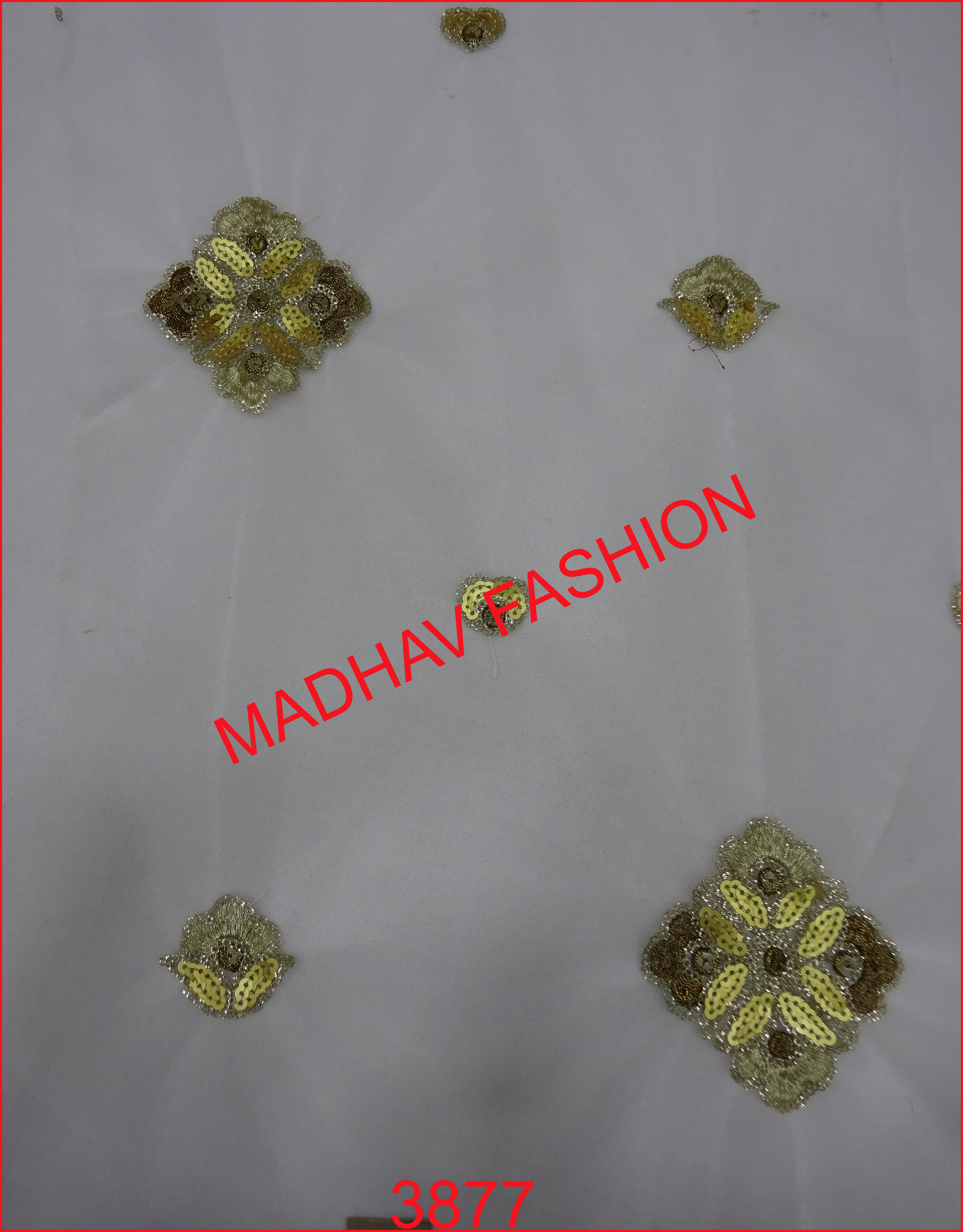 Mirror Butti - White Georgette, 44 Meter Width | Sequence Embroidery, Digital Print, All Fabric Types, Light In Weight, Multi-style Usage