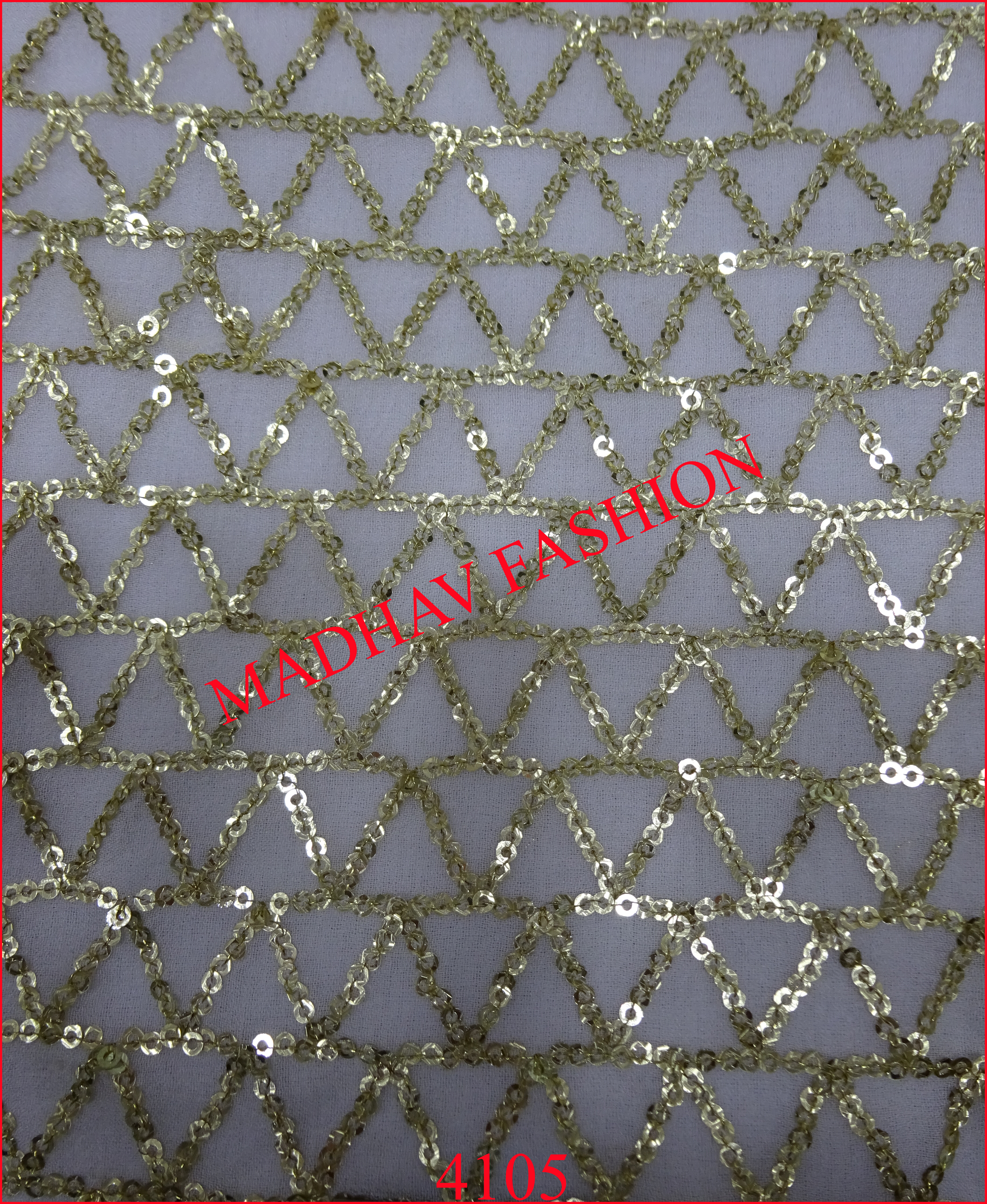 Sequin Work - White Georgette, 44 Meters Wide | Lightweight Embroidered Fabric With Sequence, Mirror, Cording, And Laser Embroidery Techniques