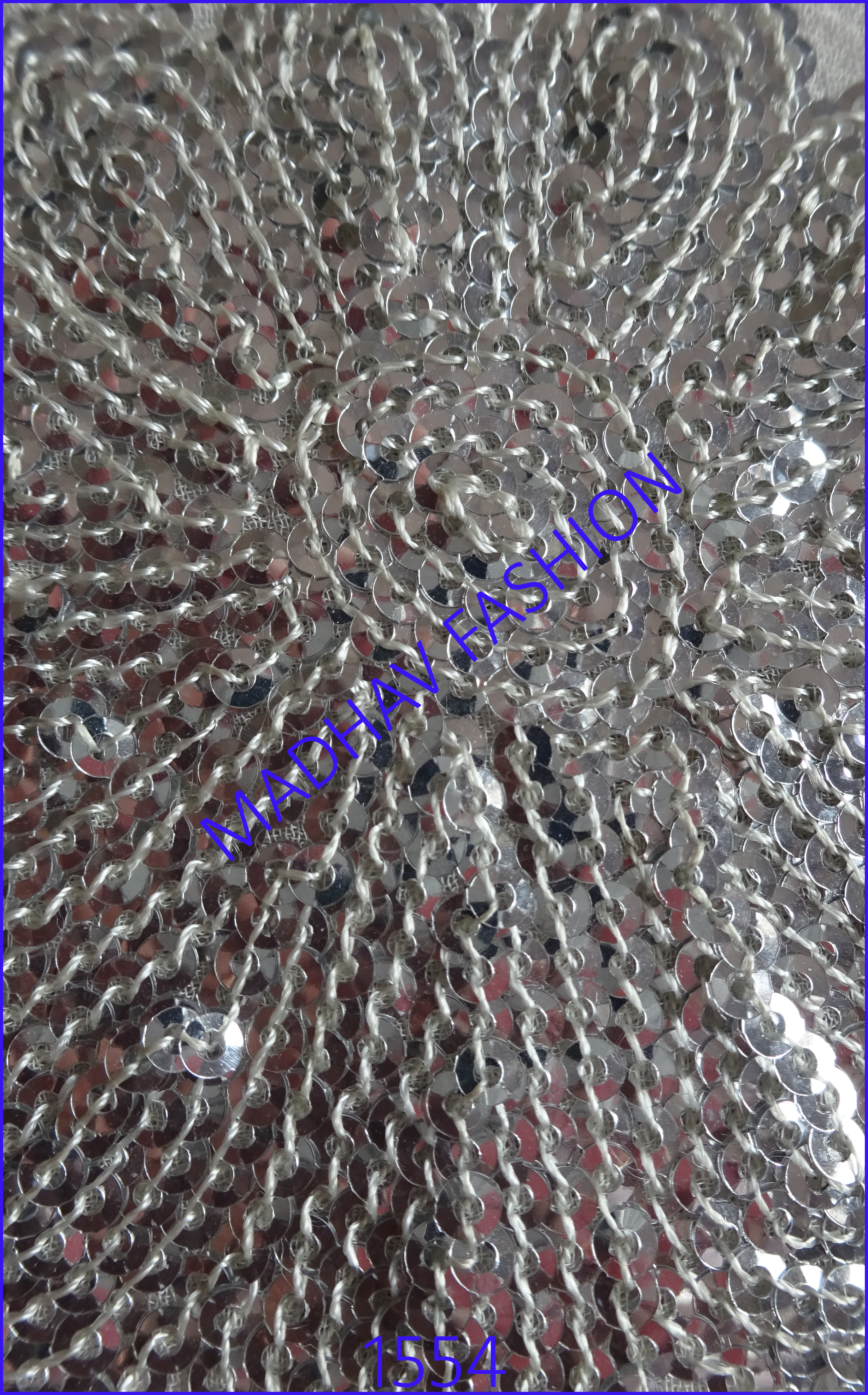 Sliver Sequence Embroidery Work - Georgette Fabric, 44 Meter Width | Light Weight, White Color, Suitable For Lehenga Choli, Blouse, Dupatta, Embroidered Texture