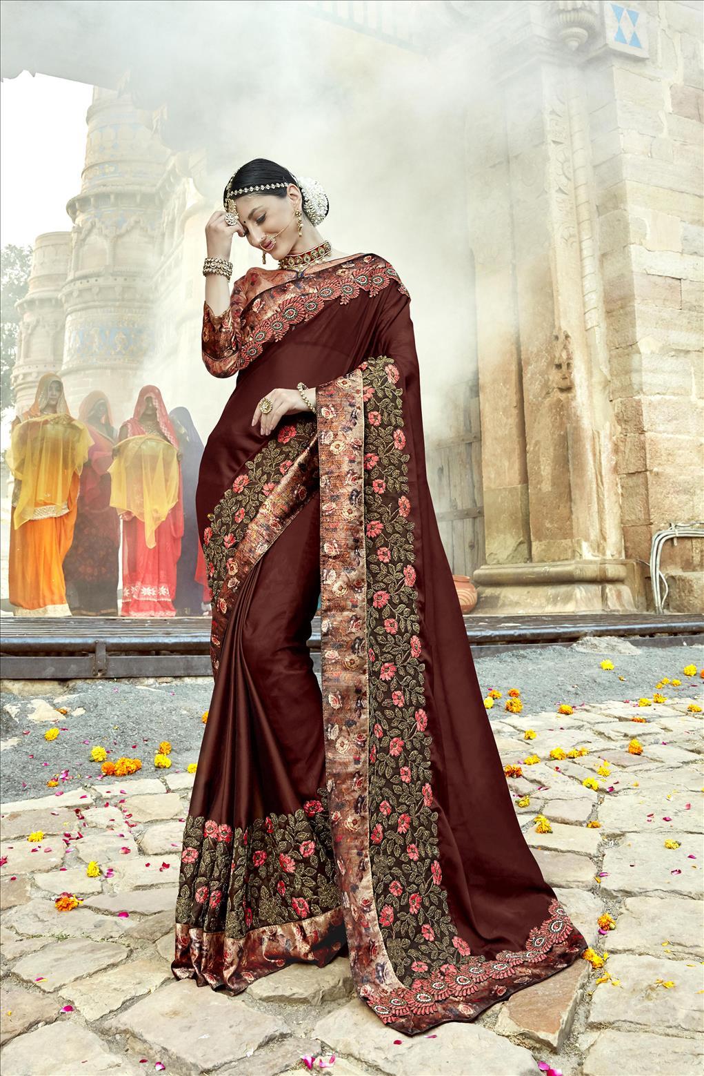 Exclusive Embroidered Jeni Silk Saree