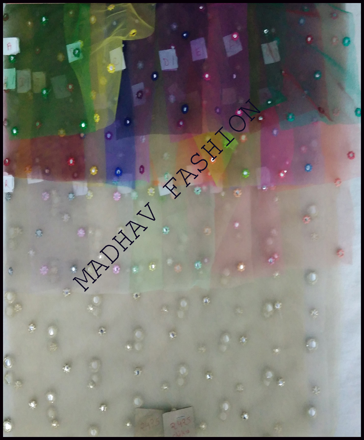 Sequin Work Fabric - Georgette, Light In Weight, White Color | Embroidered Net And Plain Patterns For Lehenga Choli And Bridal Wear