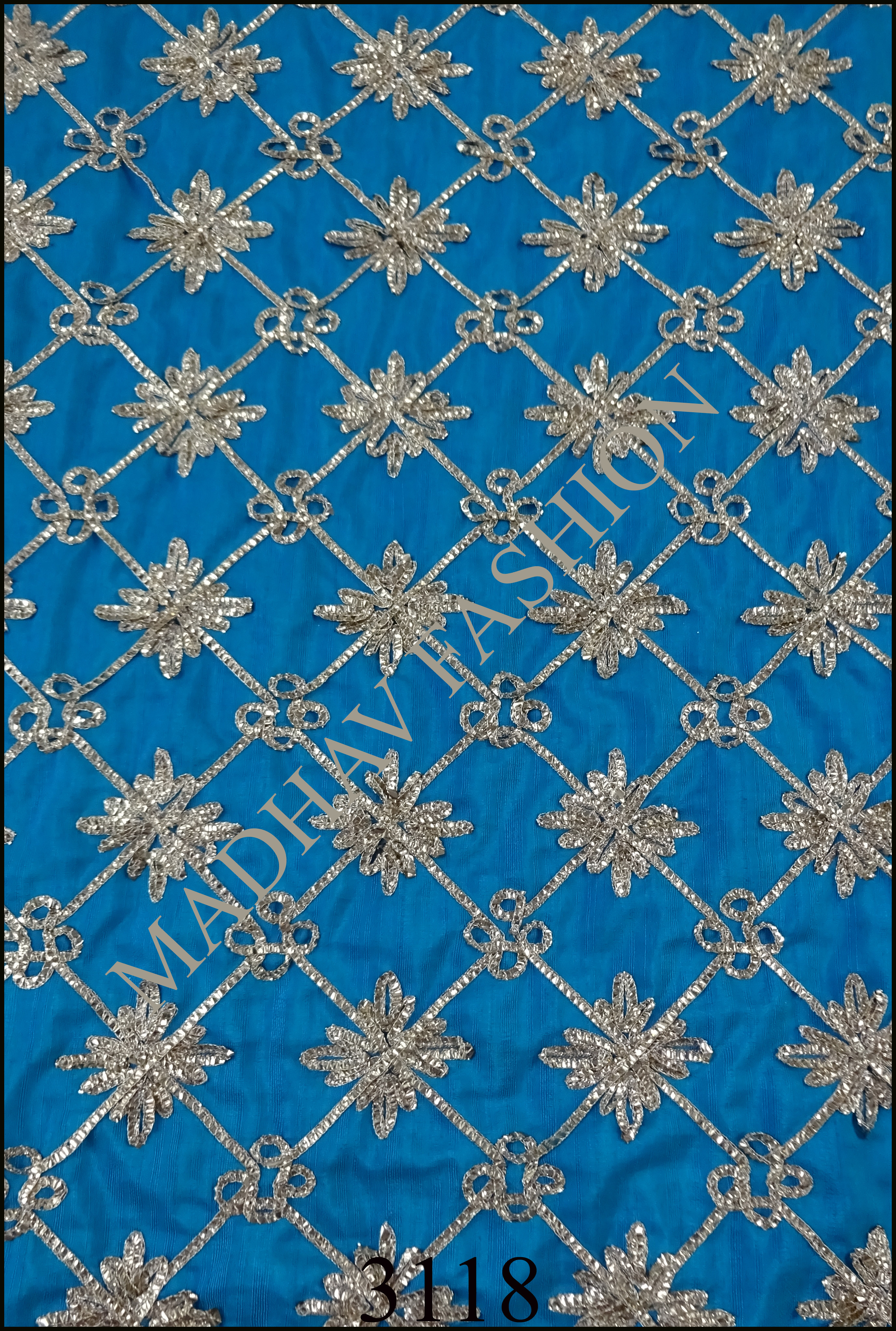 Mirror Work - Georgette Fabric, 54 Meter Width, Ivory White | Lightweight, Embroidered Pattern, Perfect For Lehenga Choli And Blouses