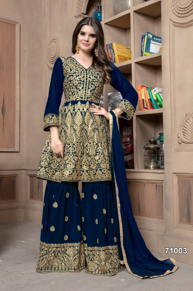 Heavy Embroidered Weddingwear Georgette Sharara Suit