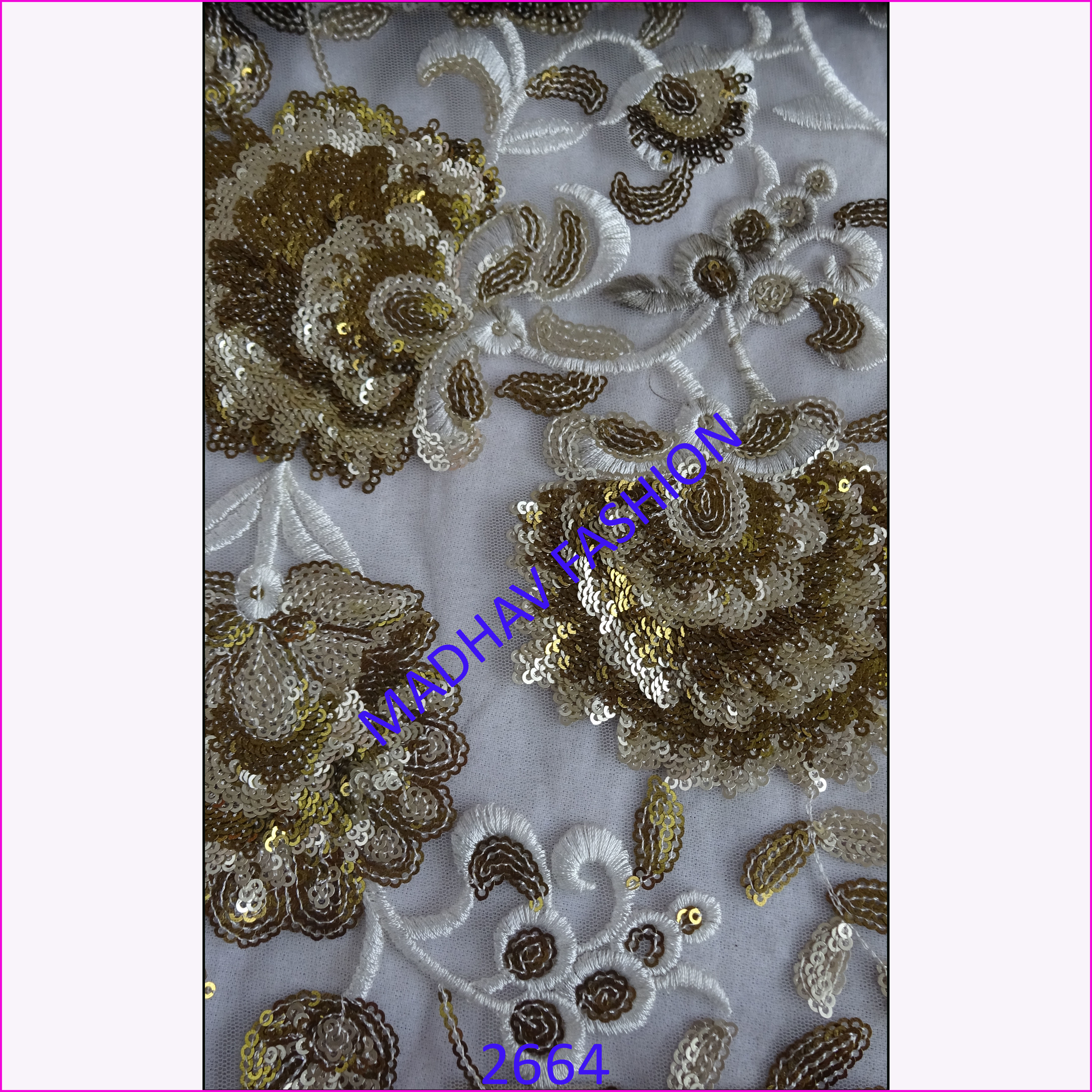 Fancy Four Sequence Fabrics With Thread Work - Georgette Material, Embroidered Texture, White Color | Sherwani Dupatta, Bridal Dupatta, Designer Dupatta, Extensive Embroidery Options