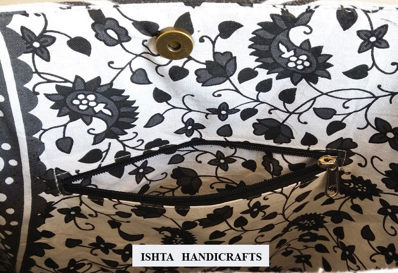 Black White Embroidered Shoulder Bag Design: Mandala