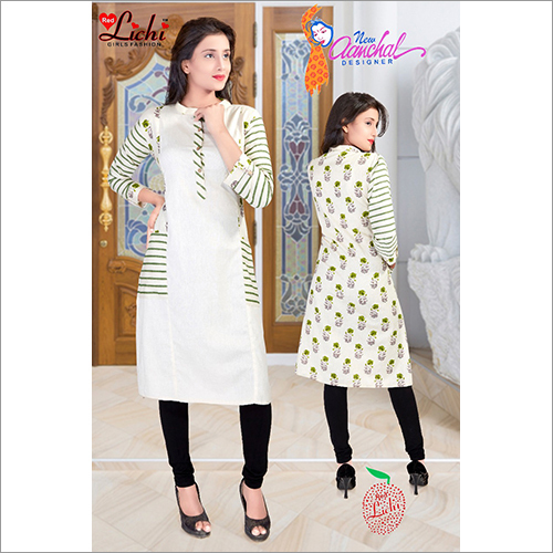 महिलाओं के गोल गला ब्लॉक प्रिंट कुर्तियाँ