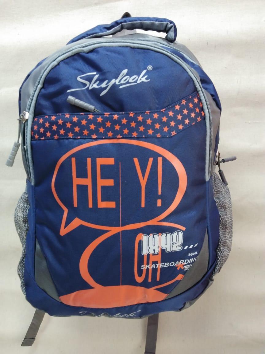 Red And Grey Printed School Bag