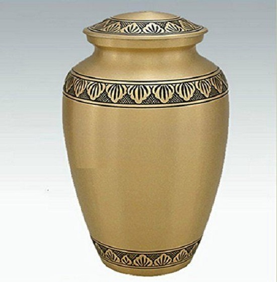 Silver Classic Blue Clouded Cremation Urn