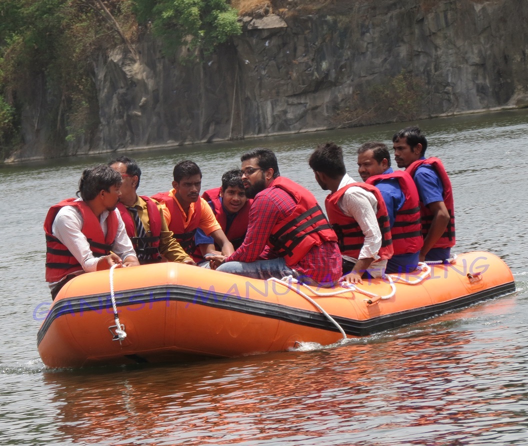 Inflatable Rubber Boat - 1670 Dtx Hypalon Neoprene, 4.5m Length, Orange | 10 Person Capacity, Outboard Motor, Extreme Durability And Stability