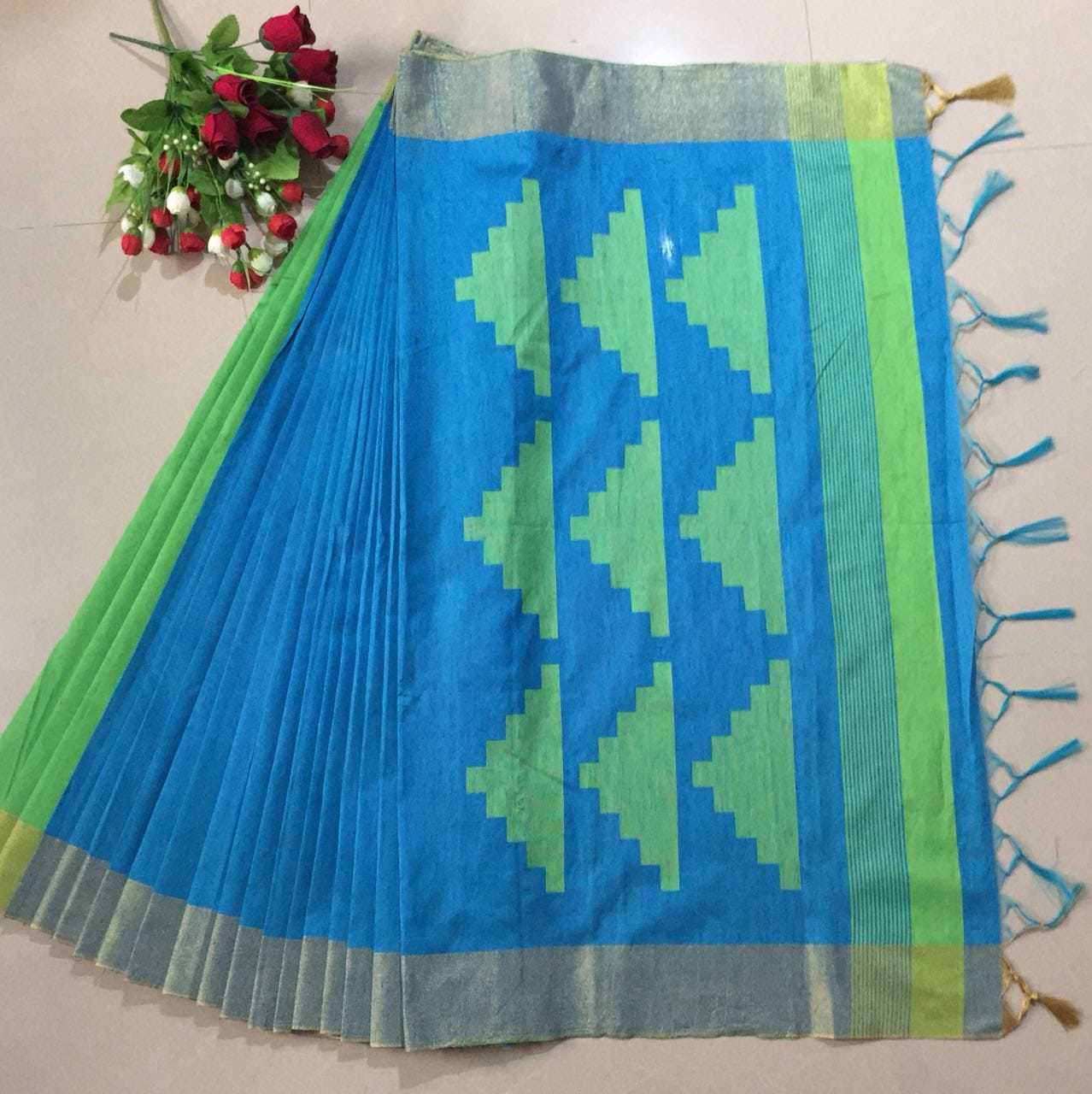 Blue Raw Banglori Silk Weaving