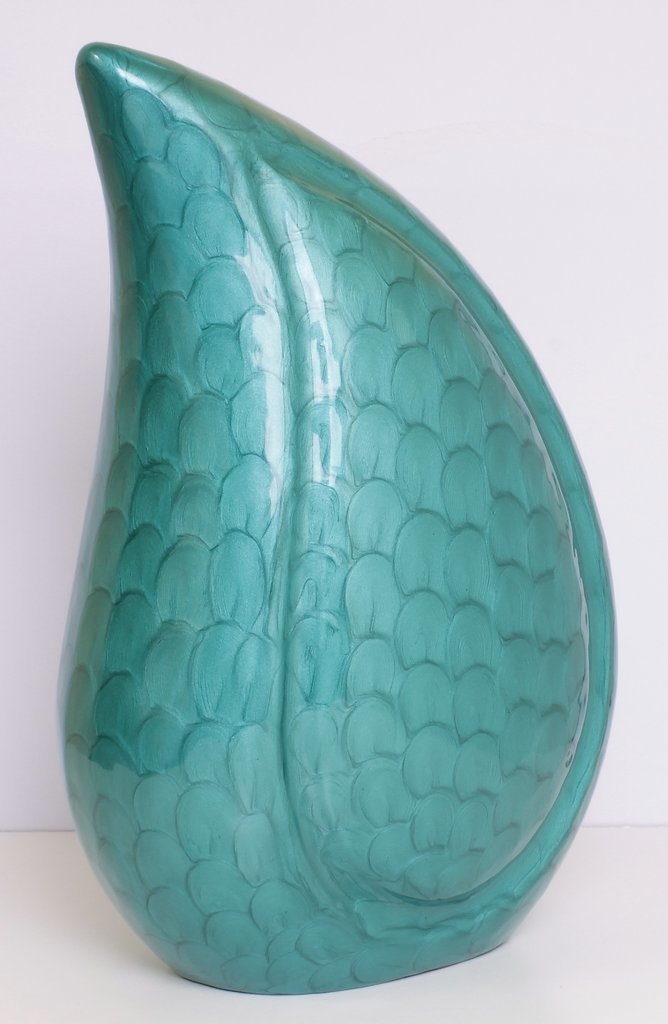 Painting Green Teardrop Cremation Urn